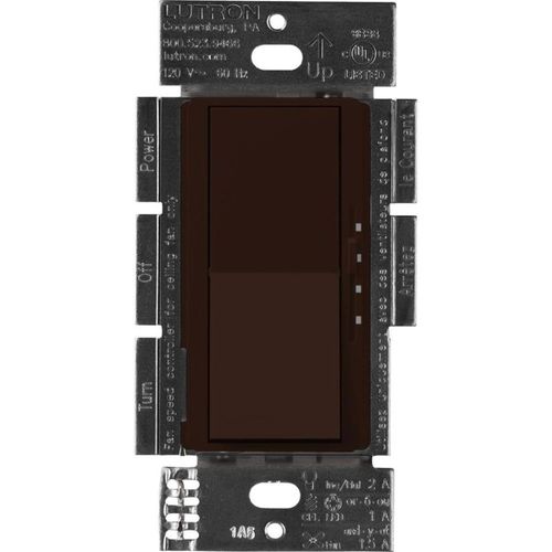 Main product image of Diva 3-Speed Fan Control and On/Off Light Switch, 1.5A Fan, 1A LED, Single Pole/3-Way - Brown, No 120V