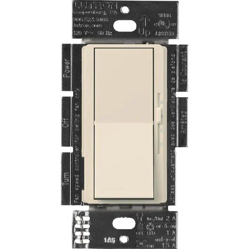 Main product image of Diva 3-Speed Fan Control and On/Off Light Switch, 1.5A Fan, 1A LED, Single Pole/3-Way - Light Almond, No 120V