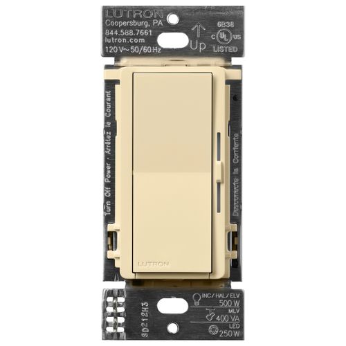 Main product image of Diva Smart ELV+ Dimmer Switch for Caseta Systems, 250W LED/400VA MLV/500W ELV, 120V, Ivory