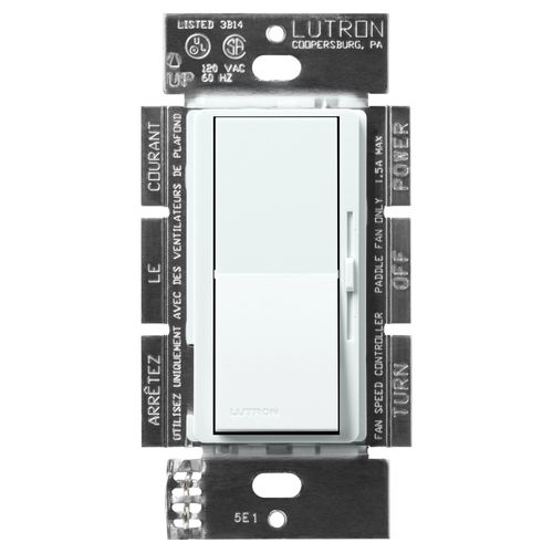 Main product image of Diva 3-Speed Fan Control, 1.5A, Single Pole/3-Way, No Neutral Required, 120V, Glacier White