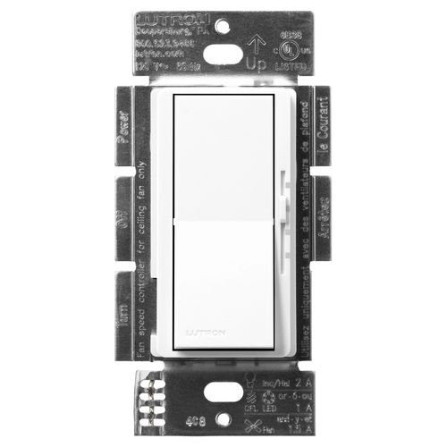 Main product image of Diva 3-Speed Fan Control and Light Switch, 1.5A Fan, 1A LED, Single Pole/3-Way - Brilliant White, No 120V