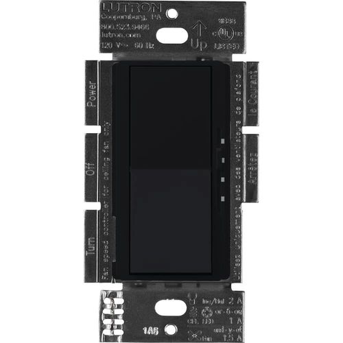 Main product image of Diva 3-Speed Fan Control and Light Switch, 1.5A Fan, 1A LED, Single Pole/3-Way - Midnight, No 120V