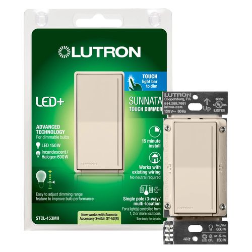 Main product image of Sunnata LED+ Dimmer Switch, 150W LED, Single Pole/Multi-Location, No 120V, Light Almond