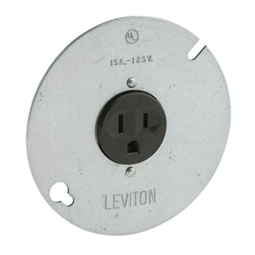 Main product image of Single Receptacle Outlet,  Mounted to 4" Cover, 15A, 125V Side Wire, NEMA 5-15R, 2-Pole, 3-Wire (Black)