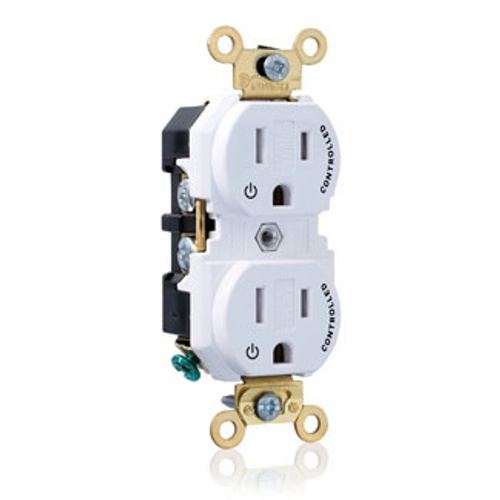Main product image of Duplex Receptacle, Extra Heavy-Duty Two Outlets Marked "Controlled", 15A 125V 2P 3W (White)