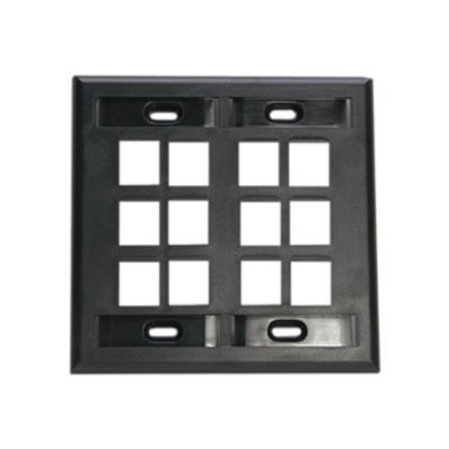 Main product image of Dual-Gang Quickport, Wallplate w/ ID Windows, 12-port (Black)