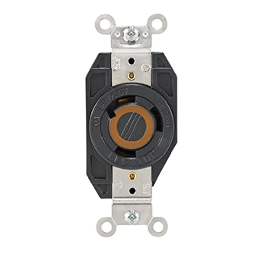 Main product image of 30A, 125/250V NEMA L10-30R, 3P, 3W, Flush Mtg Locking Receptacle, Non-Grounding, V-0-MAX (Black)