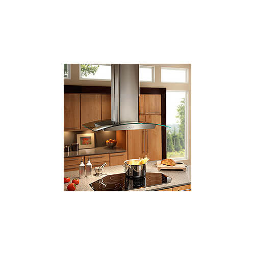 Main product image of 36" Stainless Steel Island Glass Canopy Chimney Hood w/ Internal Blower (500 CFM)