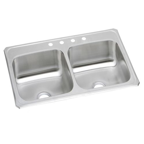 Main product image of Celebrity Stainless Steel 33" x 21-1/4" x 6-7/8" 4-Hole Equal Double Bowl Drop-in Sink