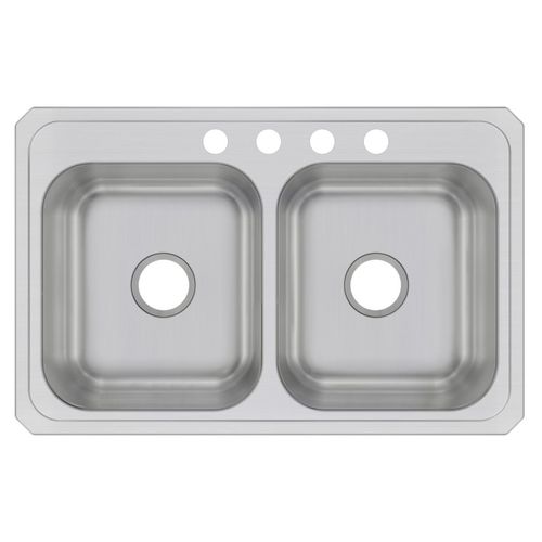 Main product image of Celebrity Stainless Steel 33" x 21-1/4" x 6-7/8" 4-Hole Equal Double Bowl Drop-in Sink