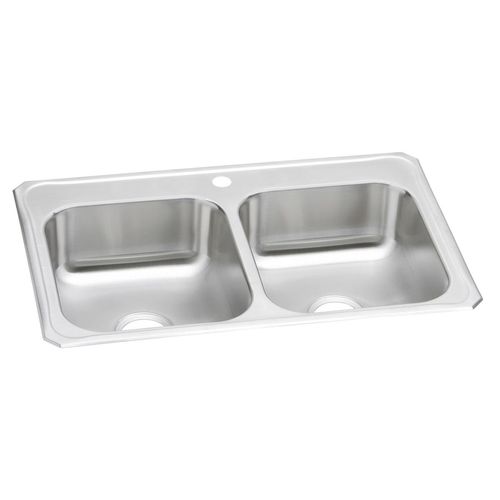 Main product image of Celebrity Stainless Steel 33" x 22" x 7" 1-Hole Equal Double Bowl Drop-in Sink