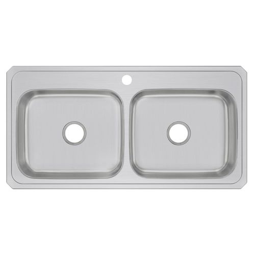 Main product image of Celebrity Stainless Steel 43" x 22" x 6-7/8" 1-Hole Equal Double Bowl Drop-in Sink