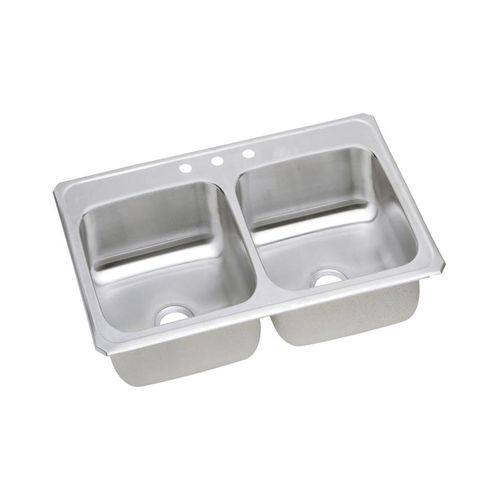 Main product image of Celebrity Stainless Steel 43" x 22" x 6-7/8" 3-Hole Equal Double Bowl Drop-in Sink