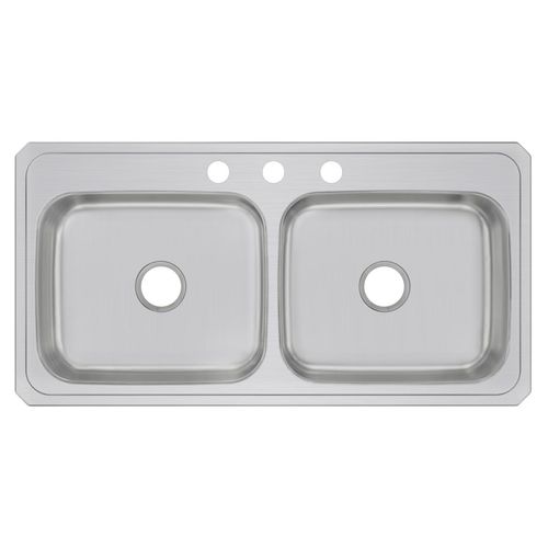 Main product image of Celebrity Stainless Steel 43" x 22" x 6-7/8" 3-Hole Equal Double Bowl Drop-in Sink