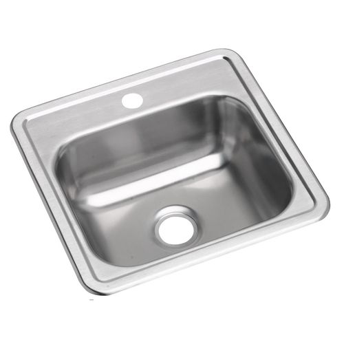 Main product image of Dayton Stainless Steel 15" x 15" x 5-3/16" 1-Hole Single Bowl Drop-in Bar Sink w/ 2" Drain Opening