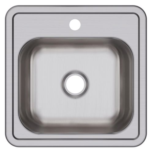 Main product image of Dayton Stainless Steel 15" x 15" x 5-3/16" 1-Hole Single Bowl Drop-in Bar Sink w/ 2" Drain Opening