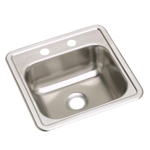 Main product image of Dayton Stainless Steel 15" x 15" x 5-3/16" 2-Hole Single Bowl Drop-in Bar Sink w/ 2" Drain Opening