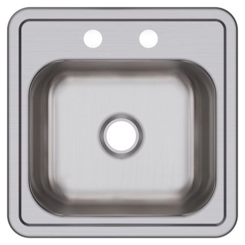 Main product image of Dayton Stainless Steel 15" x 15" x 5-3/16" 2-Hole Single Bowl Drop-in Bar Sink w/ 2" Drain Opening