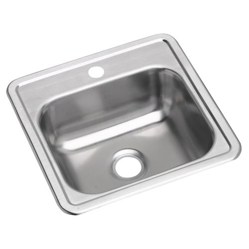 Main product image of Dayton Stainless Steel 15" x 15" x 5-3/16" 1-Hole Single Bowl Drop-in Bar Sink w/ 3-1/2" Drain Opening