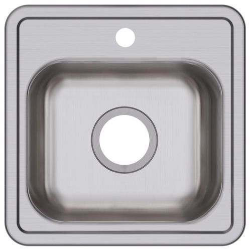 Main product image of Dayton Stainless Steel 15" x 15" x 5-3/16" 1-Hole Single Bowl Drop-in Bar Sink w/ 3-1/2" Drain Opening
