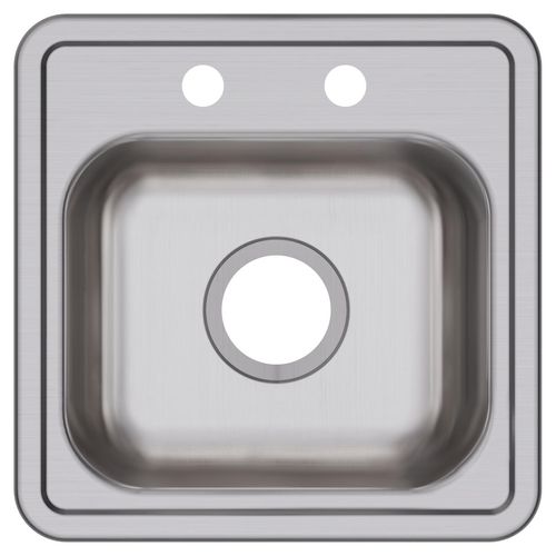 Main product image of Dayton Stainless Steel 15" x 15" x 5-3/16" 2-Hole Single Bowl Drop-in Bar Sink w/ 3-1/2" Drain Opening