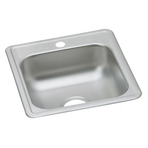 Main product image of Dayton Stainless Steel 17" x 19" x 6-1/8" 1-Hole Single Bowl Drop-in Bar Sink