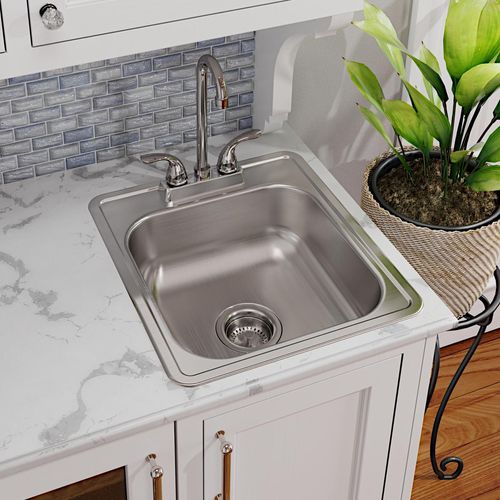 Main product image of Dayton Stainless Steel 17" x 19" x 6-1/8" 1-Hole Single Bowl Drop-in Bar Sink