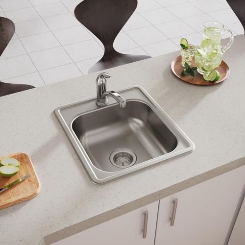 Main product image of Dayton Stainless Steel 17" x 19" x 6-1/8" 1-Hole Single Bowl Drop-in Bar Sink