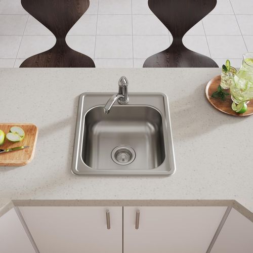 Main product image of Dayton Stainless Steel 17" x 19" x 6-1/8" 1-Hole Single Bowl Drop-in Bar Sink