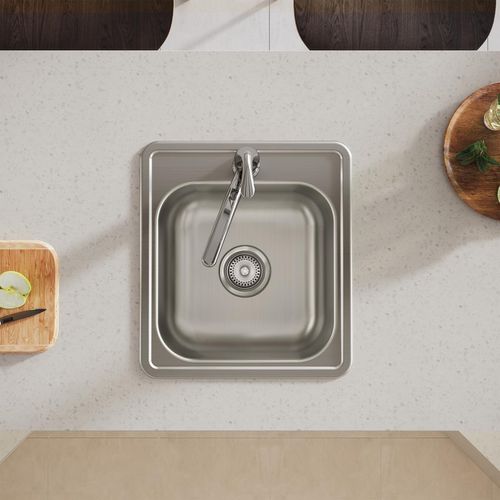 Main product image of Dayton Stainless Steel 17" x 19" x 6-1/8" 1-Hole Single Bowl Drop-in Bar Sink