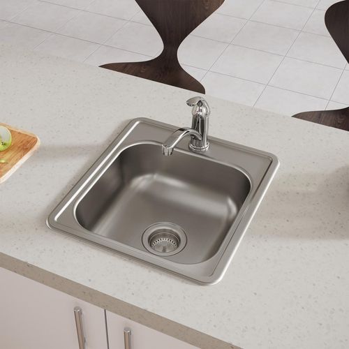 Main product image of Dayton Stainless Steel 17" x 19" x 6-1/8" 1-Hole Single Bowl Drop-in Bar Sink