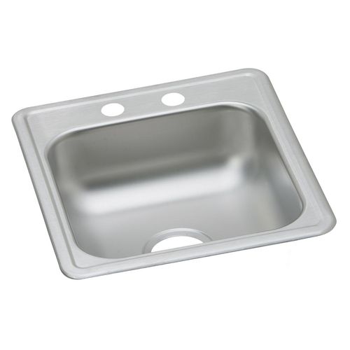 Main product image of Dayton Stainless Steel 17" x 19" x 6-1/8" 2-Hole Single Bowl Drop-in Bar Sink