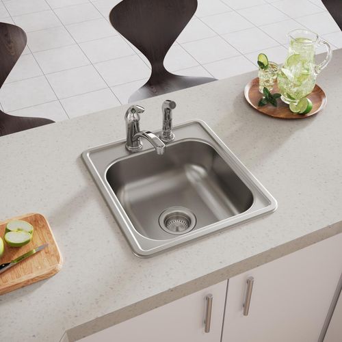 Main product image of Dayton Stainless Steel 17" x 19" x 6-1/8" 2-Hole Single Bowl Drop-in Bar Sink