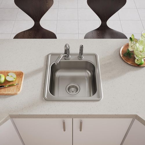 Main product image of Dayton Stainless Steel 17" x 19" x 6-1/8" 2-Hole Single Bowl Drop-in Bar Sink
