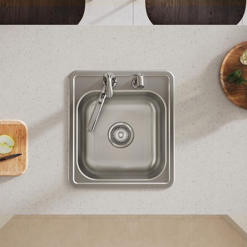 Main product image of Dayton Stainless Steel 17" x 19" x 6-1/8" 2-Hole Single Bowl Drop-in Bar Sink