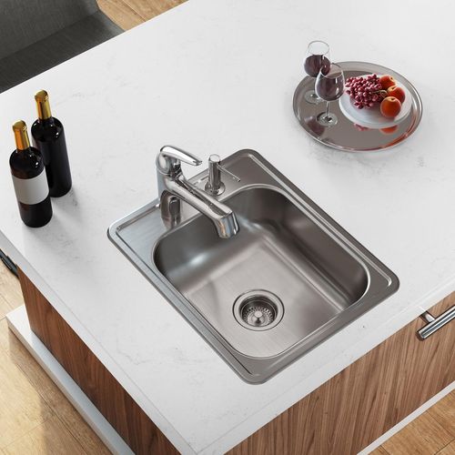 Main product image of Dayton Stainless Steel 17" x 21-1/4" x 6-1/2" 1-Hole Single Bowl Drop-in Bar Sink