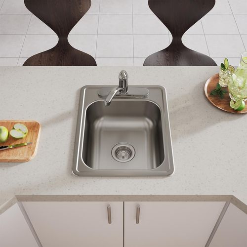 Main product image of Dayton Stainless Steel 17" x 21-1/4" x 6-1/2" 3-Hole Single Bowl Drop-in Bar Sink