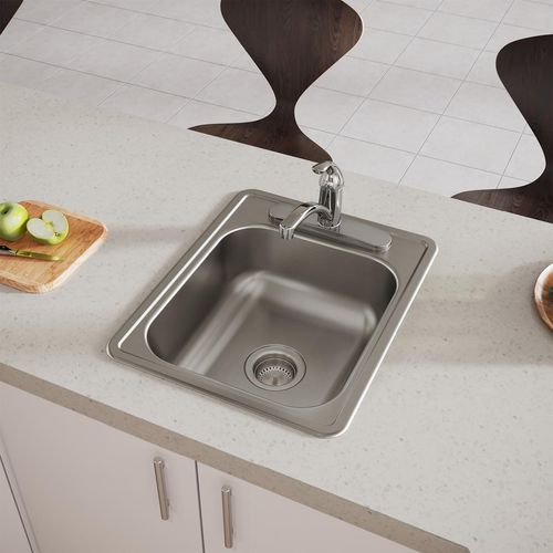 Main product image of Dayton Stainless Steel 17" x 21-1/4" x 6-1/2" 3-Hole Single Bowl Drop-in Bar Sink