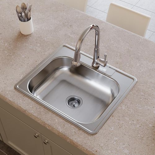 Main product image of Dayton Stainless Steel 25" x 21-1/4" x 6-9/16" 1-Hole Single Bowl Drop-in Sink