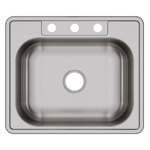 Main product image of Dayton Stainless Steel 25" x 21-1/4" x 6-9/16" 3-Hole Single Bowl Drop-in Sink