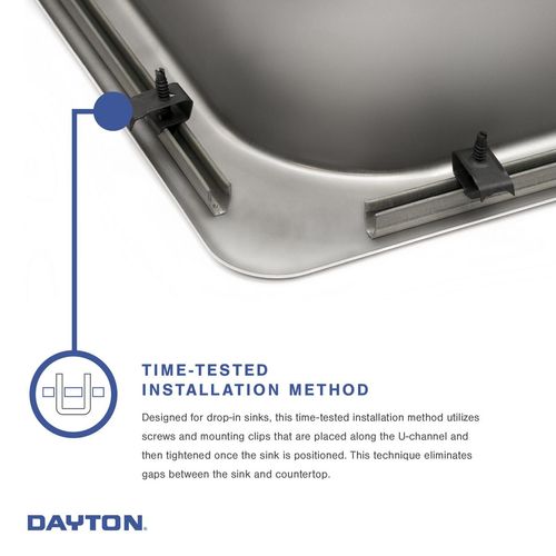Main product image of Dayton Stainless Steel 25" x 21-1/4" x 6-9/16" 3-Hole Single Bowl Drop-in Sink