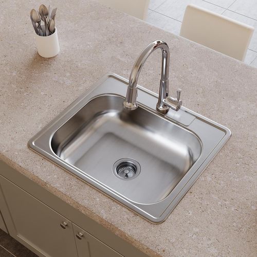 Main product image of Dayton Stainless Steel 25" x 21-1/4" x 6-9/16" 4-Hole Single Bowl Drop-in Sink