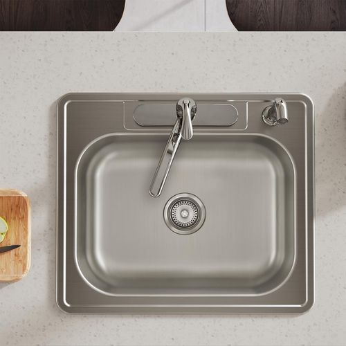 Main product image of Dayton Stainless Steel 25" x 21-1/4" x 6-9/16" 4-Hole Single Bowl Drop-in Sink