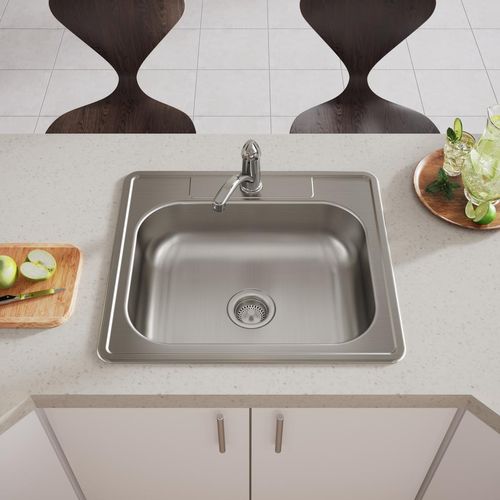Main product image of Dayton Stainless Steel 25" x 22" x 6-9/16" 1-Hole Single Bowl Drop-in Sink