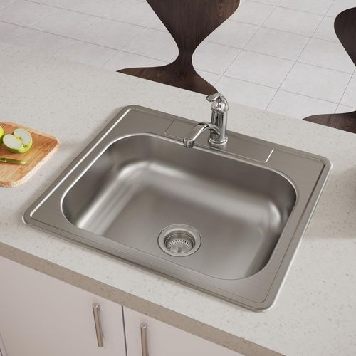 Main product image of Dayton Stainless Steel 25" x 22" x 6-9/16" 1-Hole Single Bowl Drop-in Sink