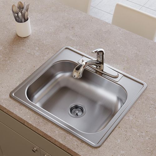 Main product image of Dayton Stainless Steel 25" x 22" x 6-9/16" 3-Hole Single Bowl Drop-in Sink