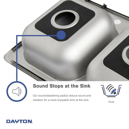Main product image of Dayton Stainless Steel 25" x 19" x 6-5/16" 3-Hole Equal Double Bowl Drop-in Sink