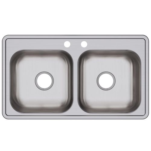 Main product image of Dayton Stainless Steel 33" x 19" x 6-7/16" 2-Hole Equal Double Bowl Drop-in Sink