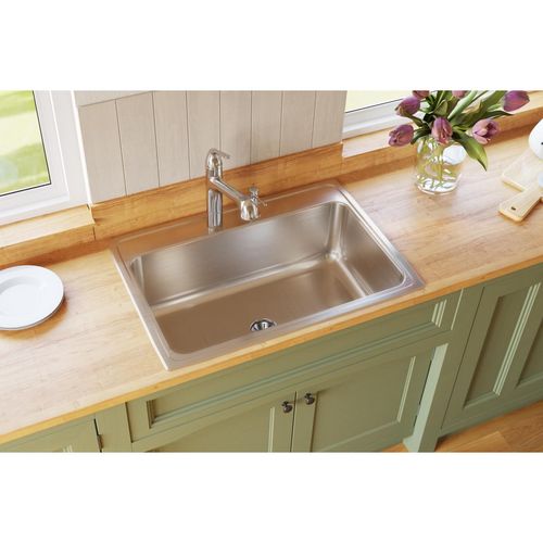 Main product image of Lustertone Classic Stainless Steel 31" x 22" x 10-1/8" 1-Hole Single Bowl Drop-in Sink w/ Perfect Drain
