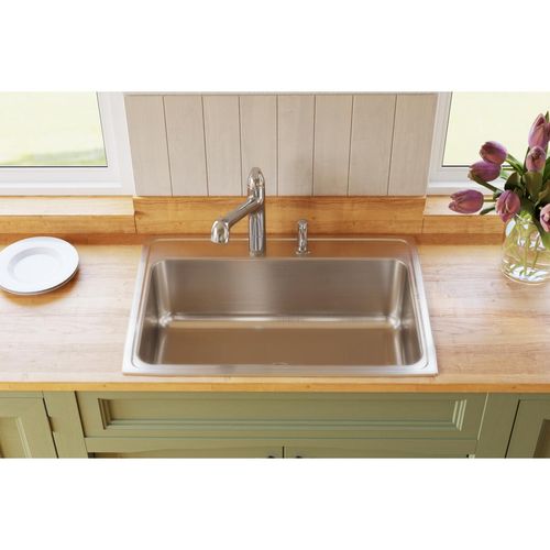 Main product image of Lustertone Classic Stainless Steel 31" x 22" x 10-1/8" 1-Hole Single Bowl Drop-in Sink w/ Perfect Drain